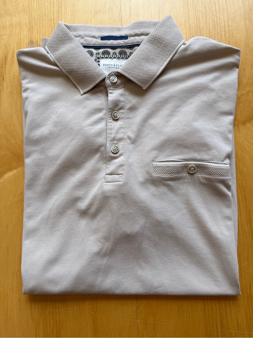 Denim & Flower Ricky Singh Beige Tan Polo Shirt Men’s Large Casual Golf